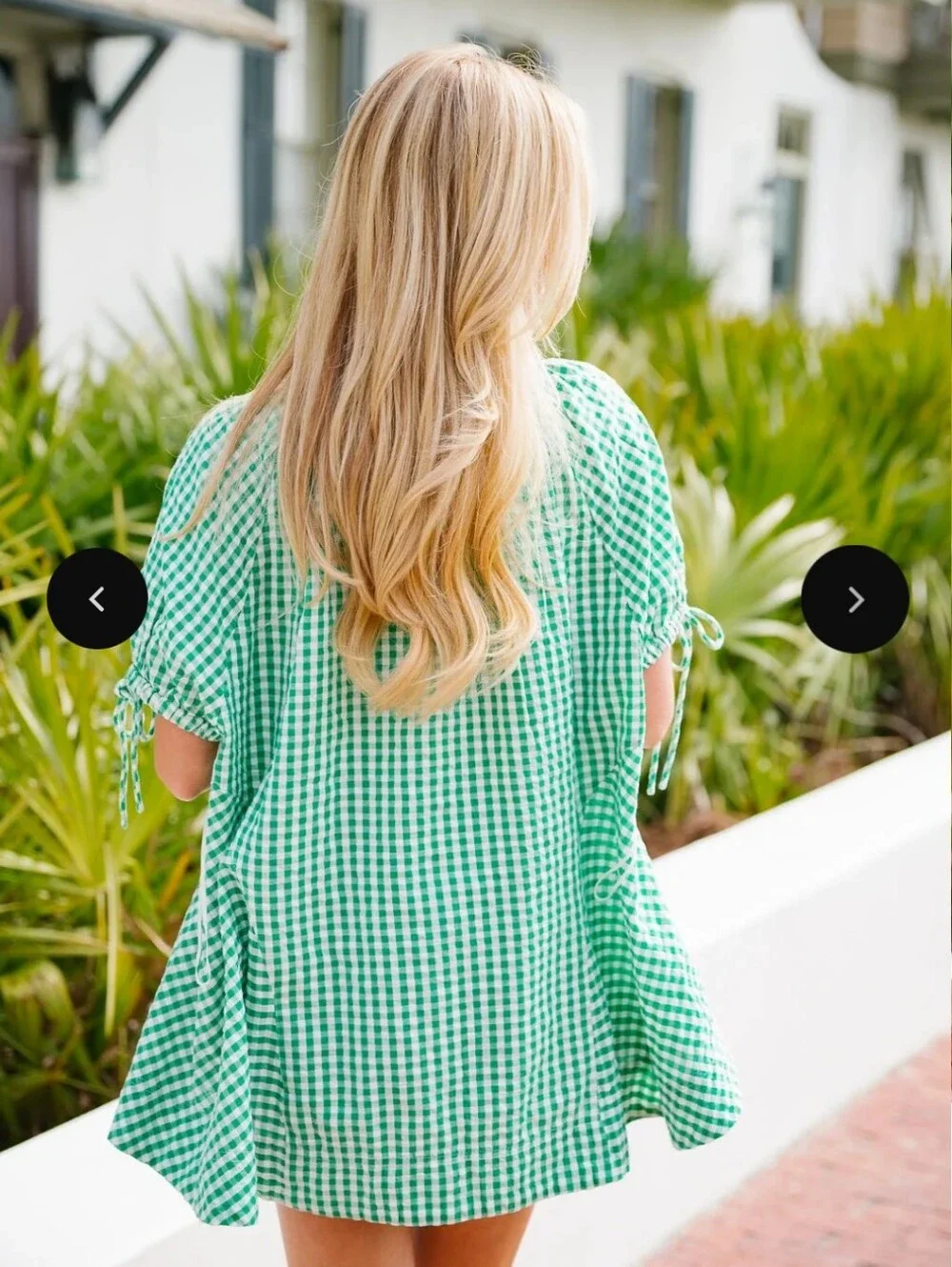 Free People Farley Gingham Tunic Mini Shirt Dress L Puffed Tie Sleeves Cottage